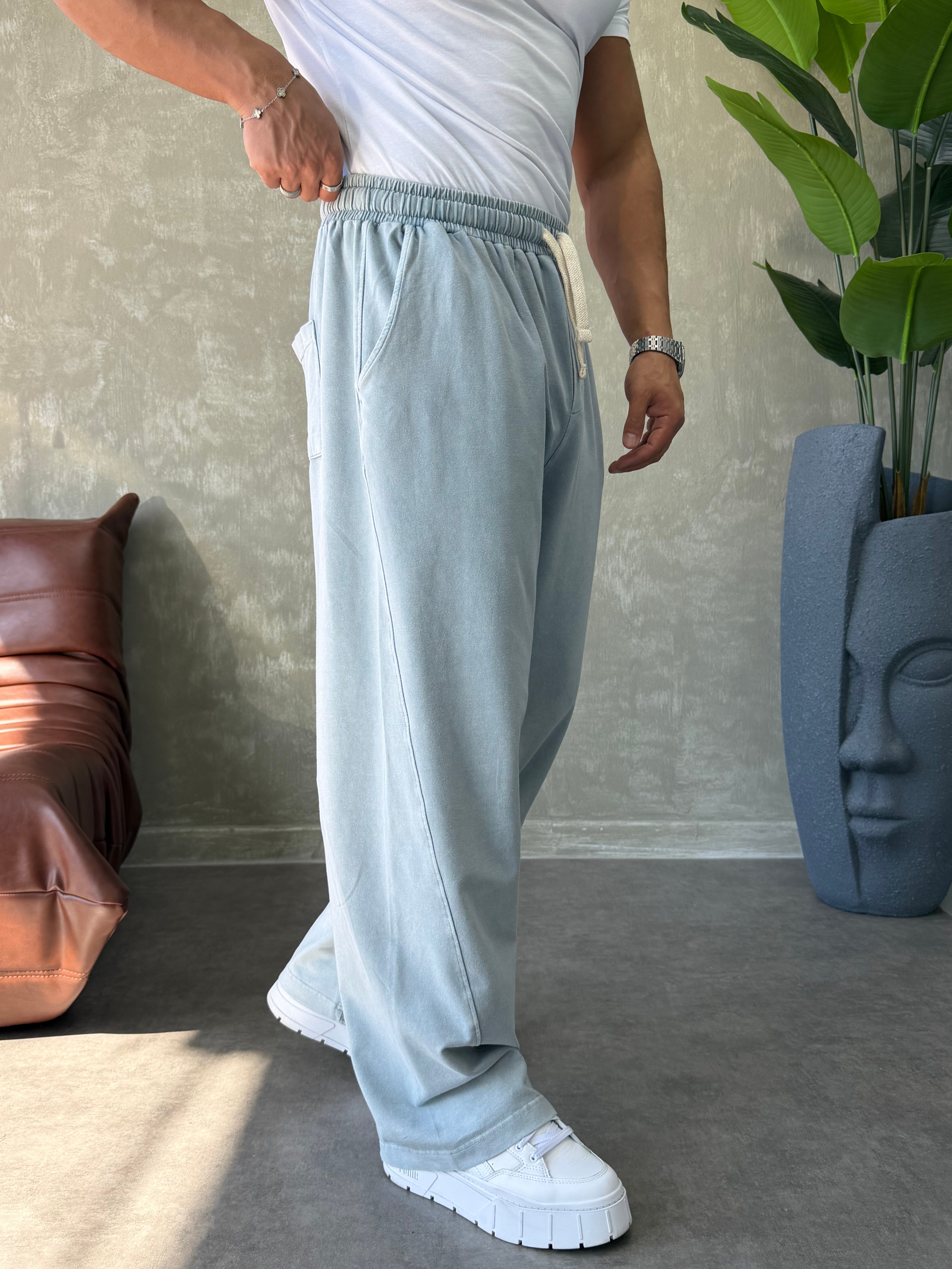 YIKAMALI BAGGY EŞOFMAN ALTI BUZ GRİ