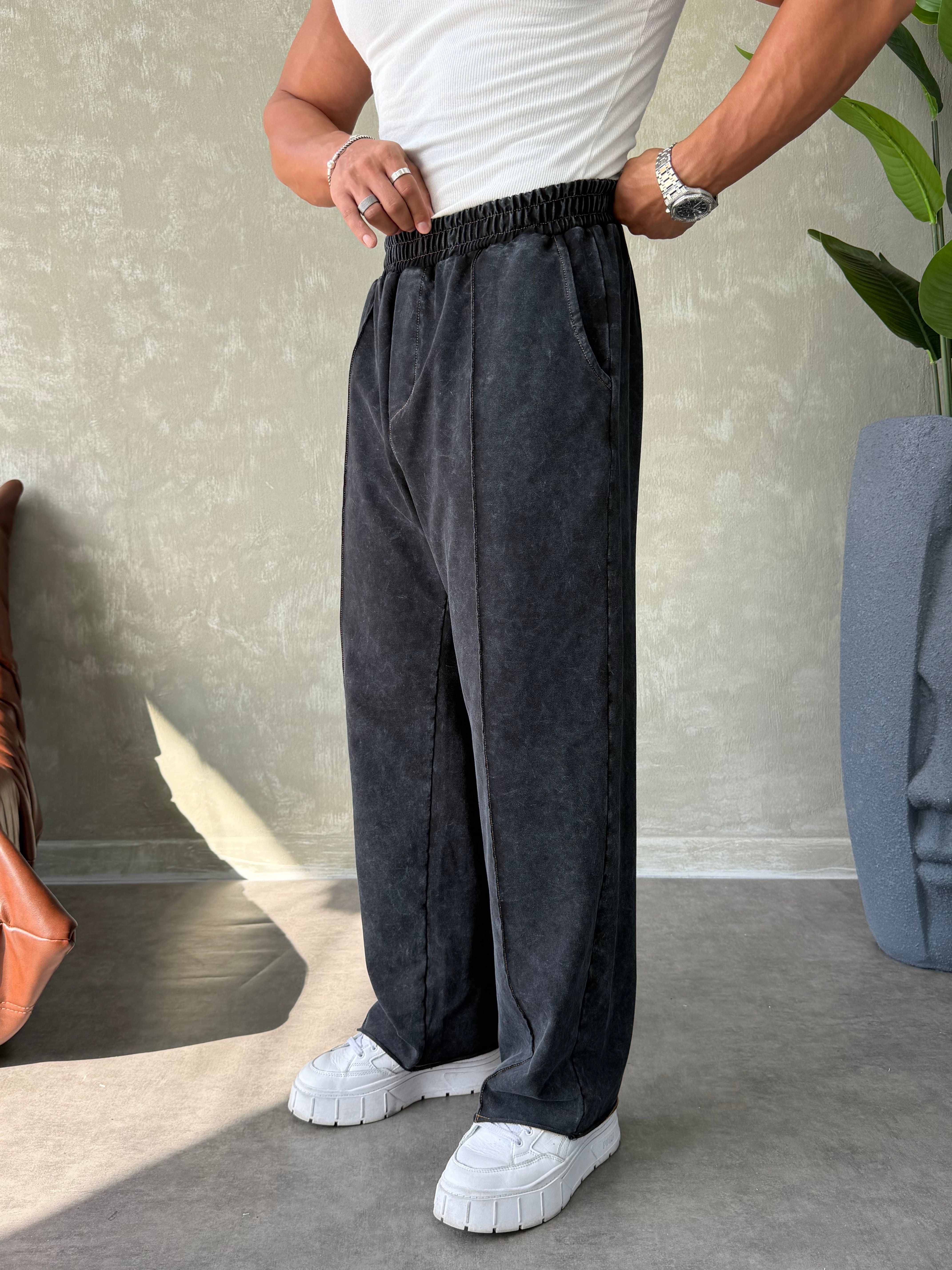 YIKAMALI BAGGY EŞOFMAN ALTI SİYAH