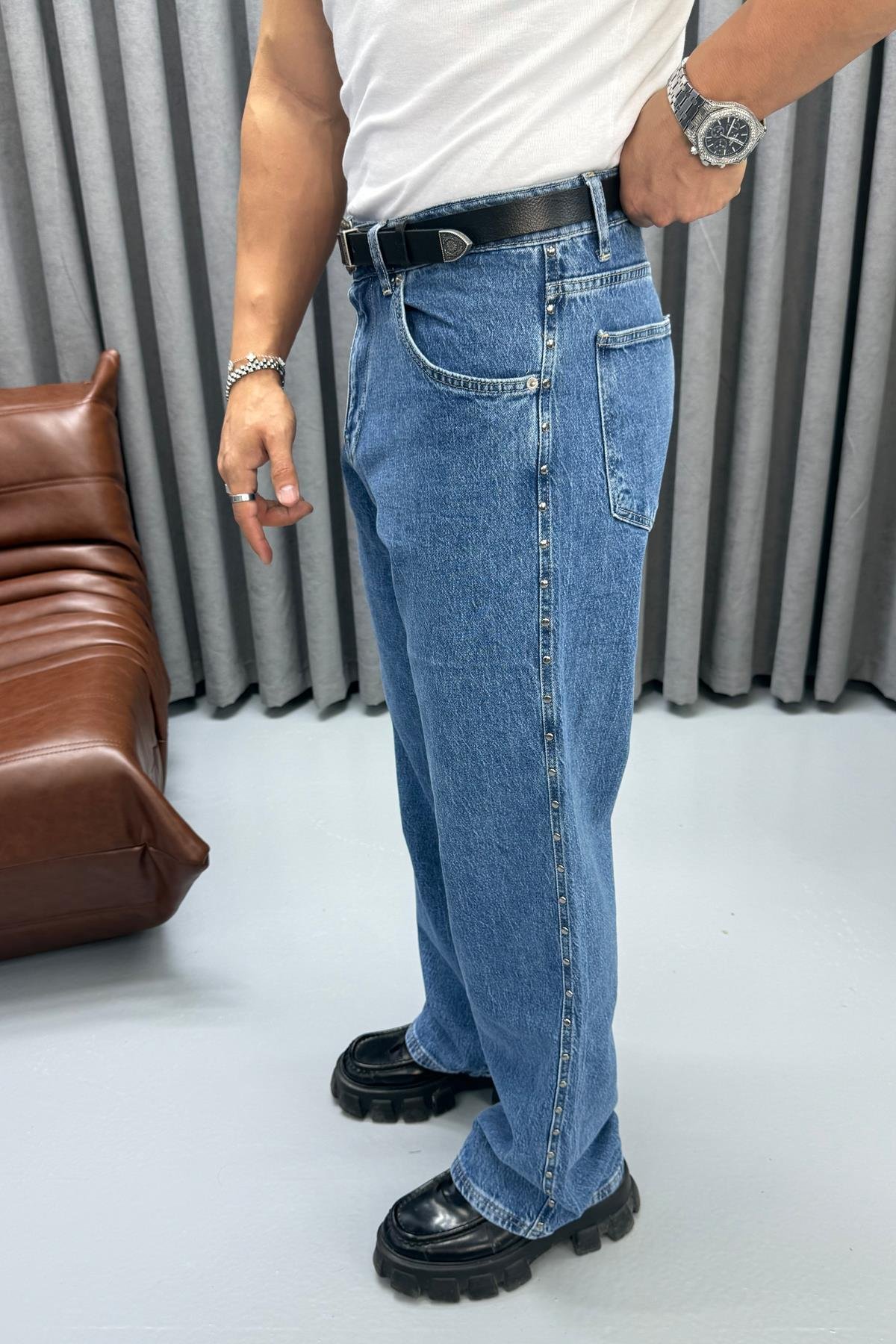 ZIMBA DETAYLI BAGGY JEAN MAVİ