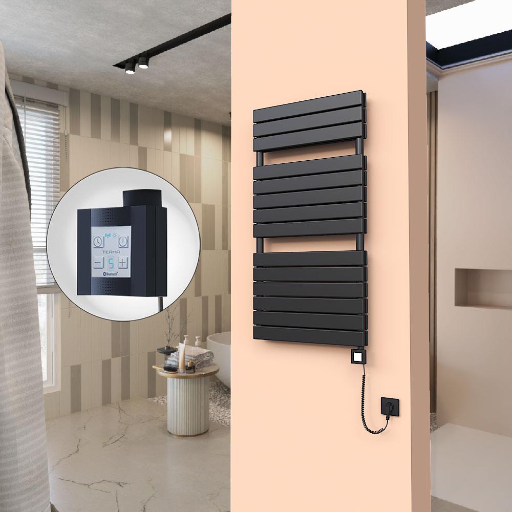 20H Elektrikli Havlupan 600x1180 Mat Siyah Ktx4 1000 Watt Spiral Kablolu