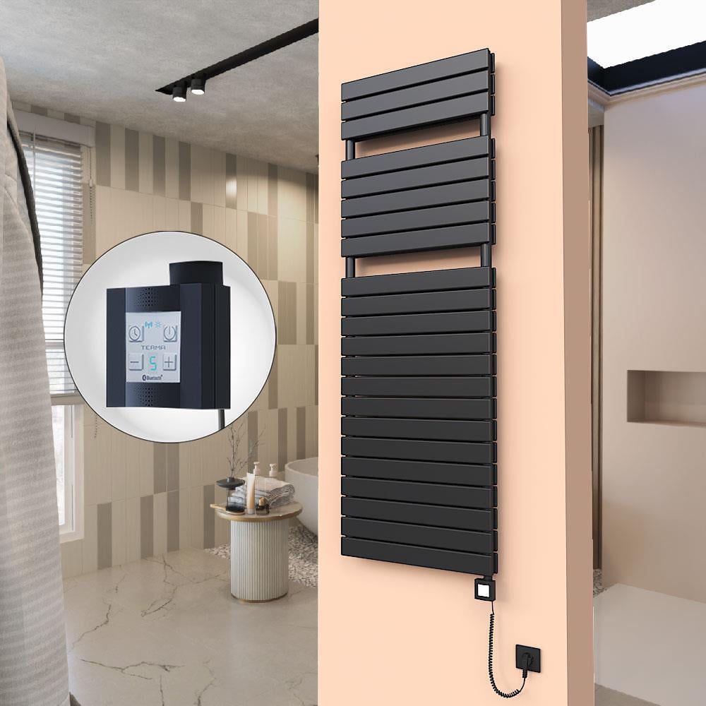20H Elektrikli Havlupan 600x1772 Mat Siyah Ktx4 1000 Watt Spiral Kablolu