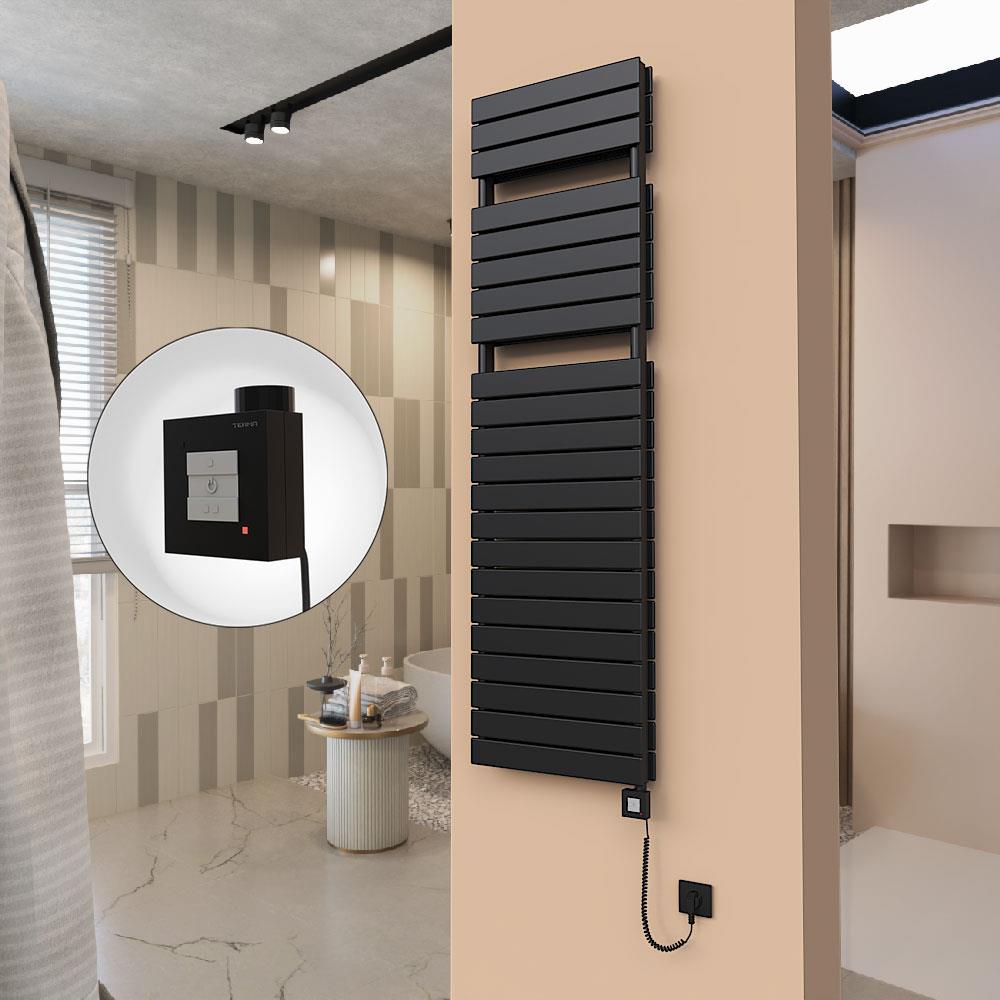 21H Elektrikli Havlupan 500x1772 Mat Siyah Ktx1 1000 Watt Spiral Kablolu