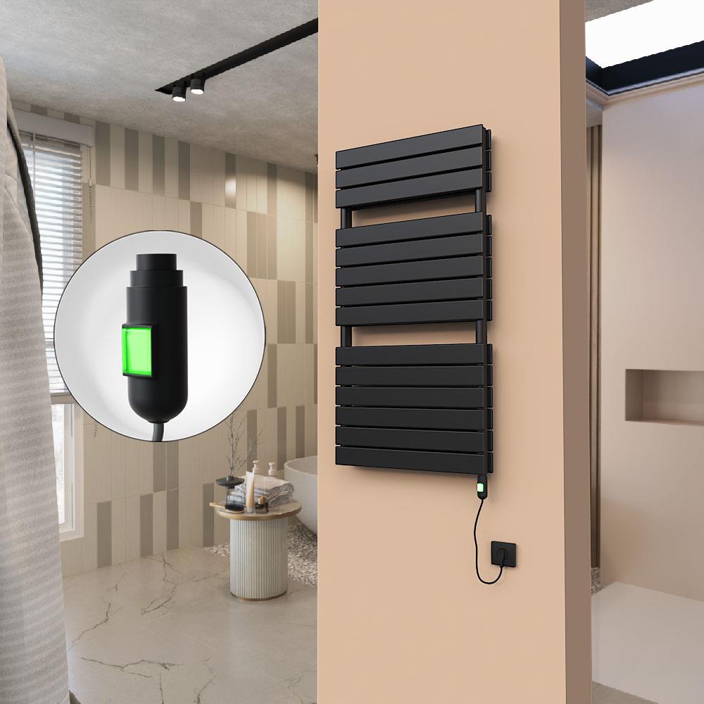 21H Elektrikli Havlupan 600x1180 Mat Siyah (On/Off Düğmeli) 1200 W