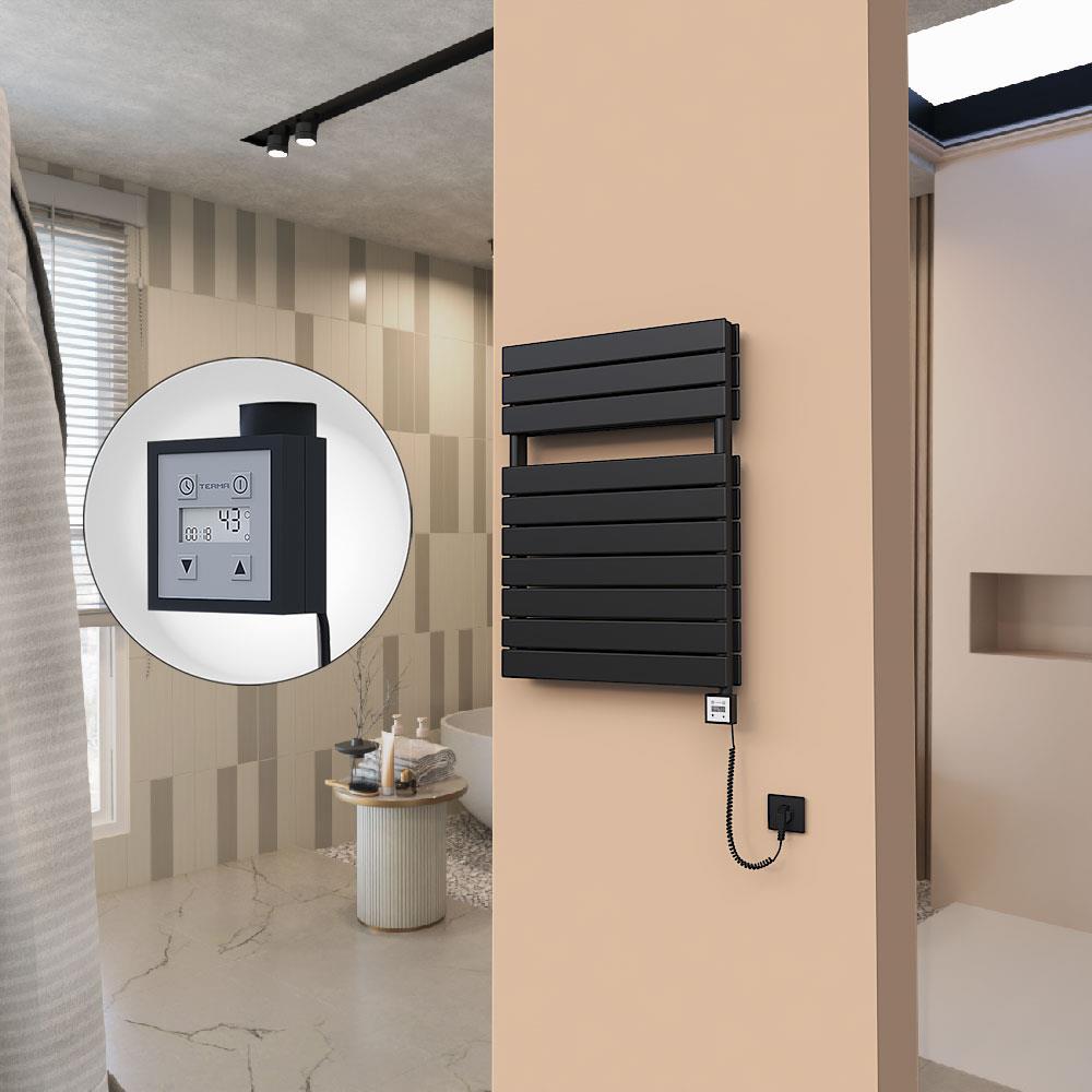 21H Elektrikli Havlupan 600x810 Mat Siyah Ktx3 1000 Watt Spiral Kablolu