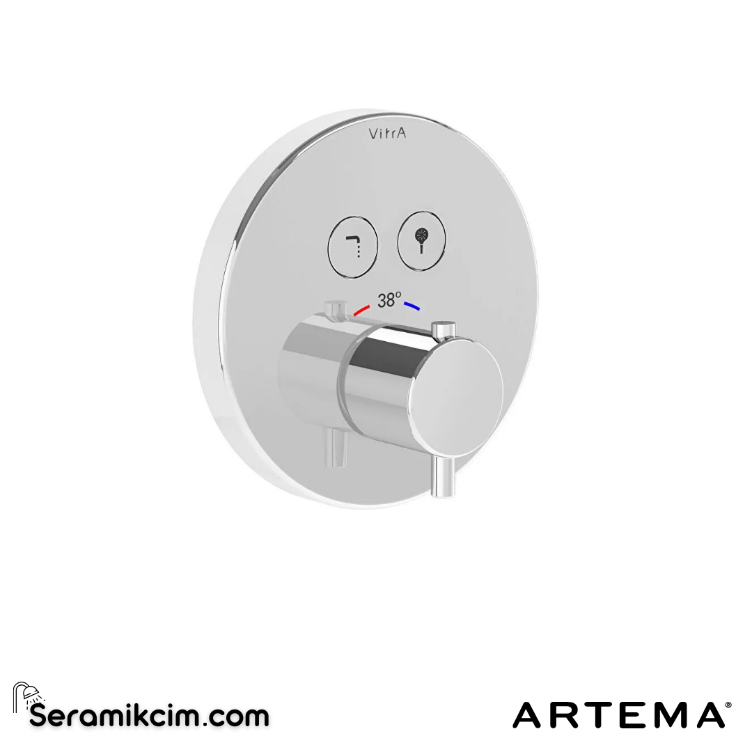 Artema Aquaheat Aquacontrol Round Ankastre Termostatik Duş Seti (Bliss 2F, Bliss 3F) (A42718, A42806, A45742, A45652, A45736STA, A43126) Krom A49293 - A49293