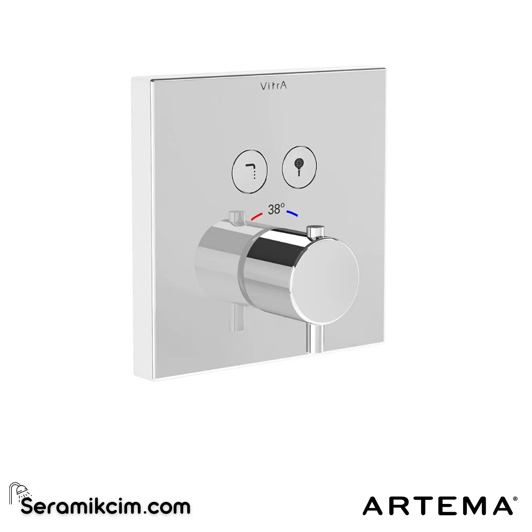 Artema Aquaheat Aquacontrol Square Ankastre Termostatik Duş Seti (Bliss 2F, Bliss 3F) (A42746, A42806, A45792, A45652, A45736STA, A43131) Krom A49294 - A49294