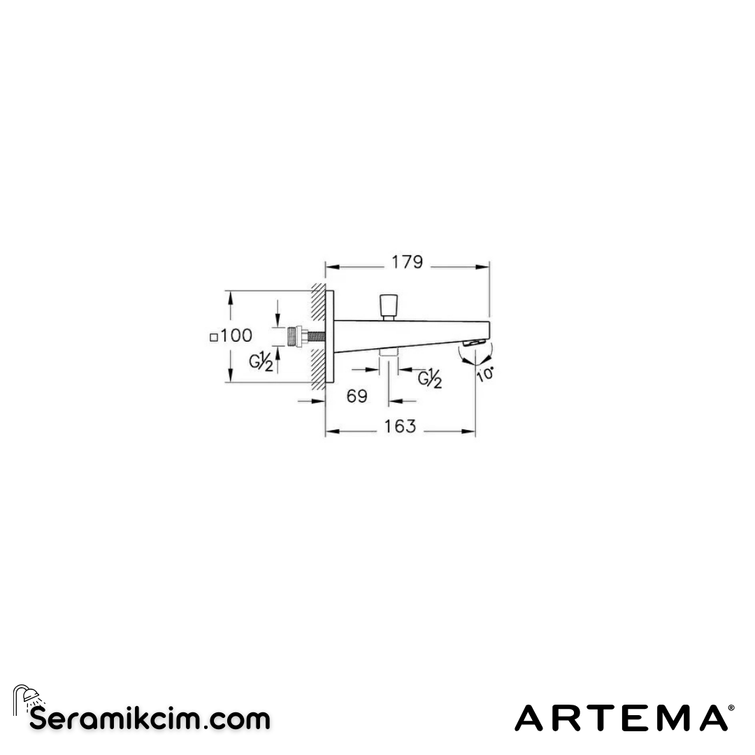 Artema Aquaheat Aquacontrol Square Ankastre Termostatik Duş Seti (Bliss 2F, Bliss 3F) (A42746, A42806, A45792, A45652, A45736STA, A43131) Krom A49294 - A49294