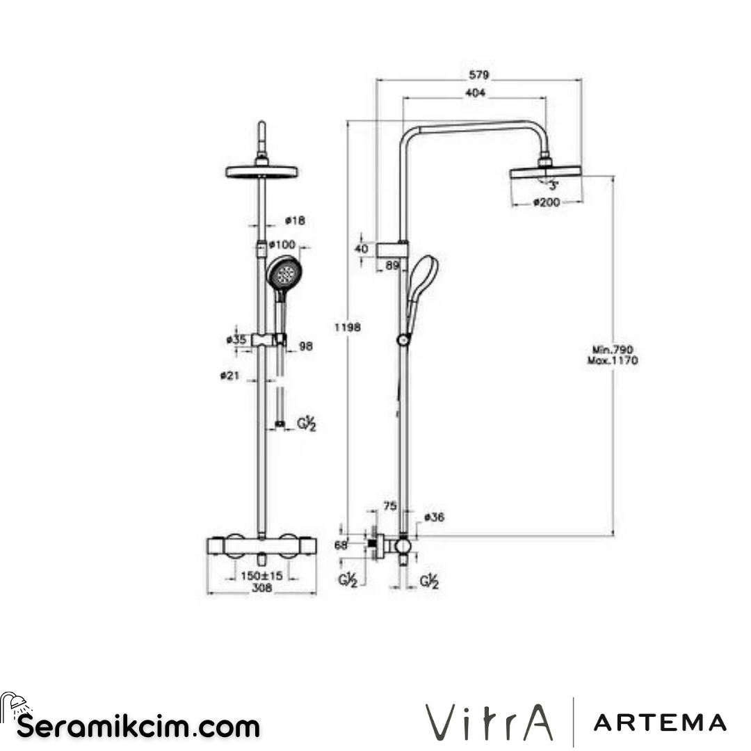 Artema Base Round 200 Duş Sistemi Krom A47305