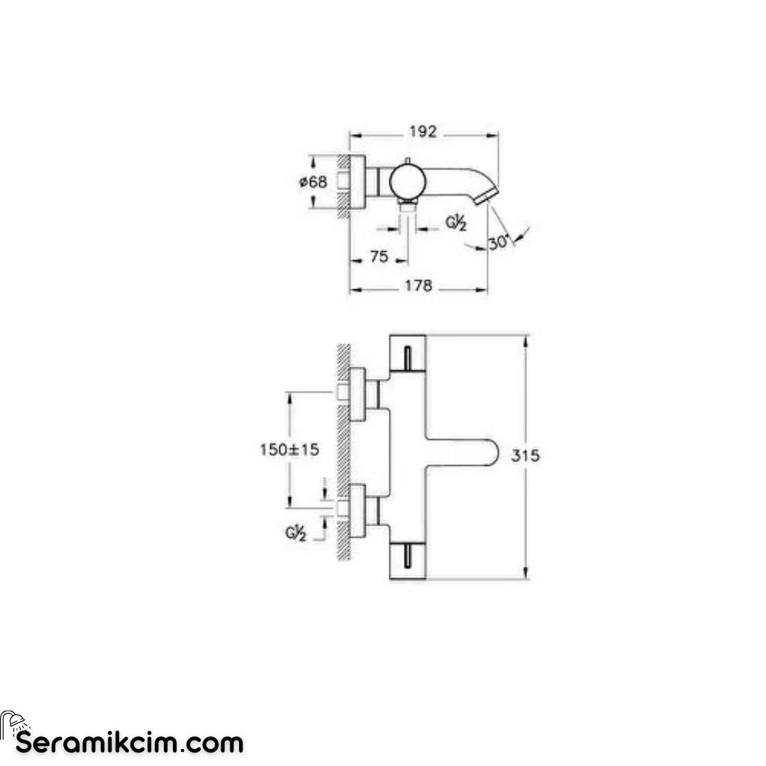 Artema Base Round Termostatik Banyo Bataryası Parlak Altın A4730074
