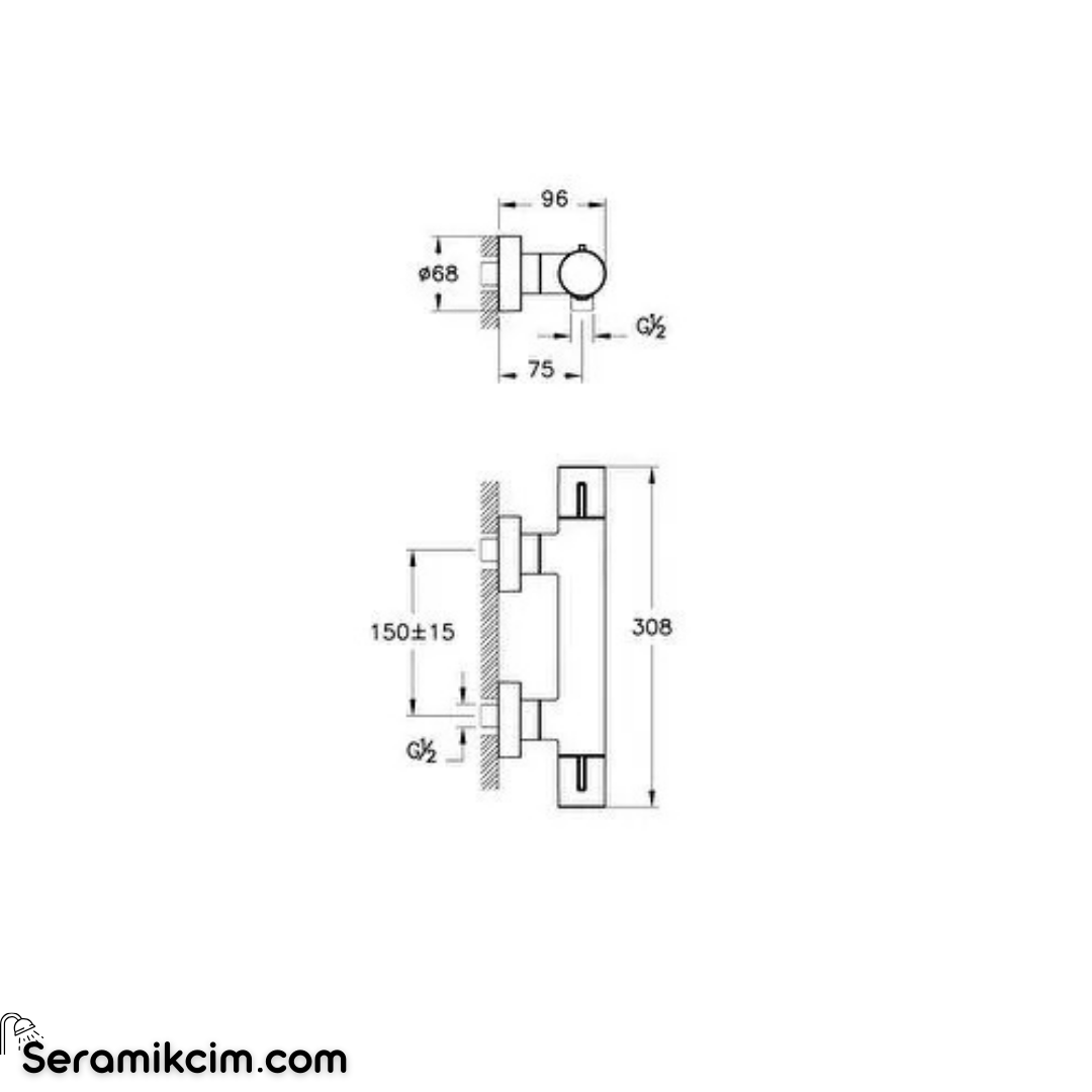 Artema Base Round Termostatik Duş Bataryası Parlak Bakır A4729929