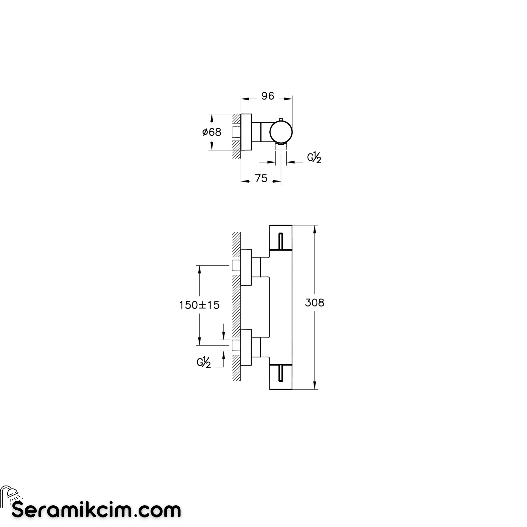 Artema Base Round Termostatik Duş Bataryası Fırçalı Altın A4729925