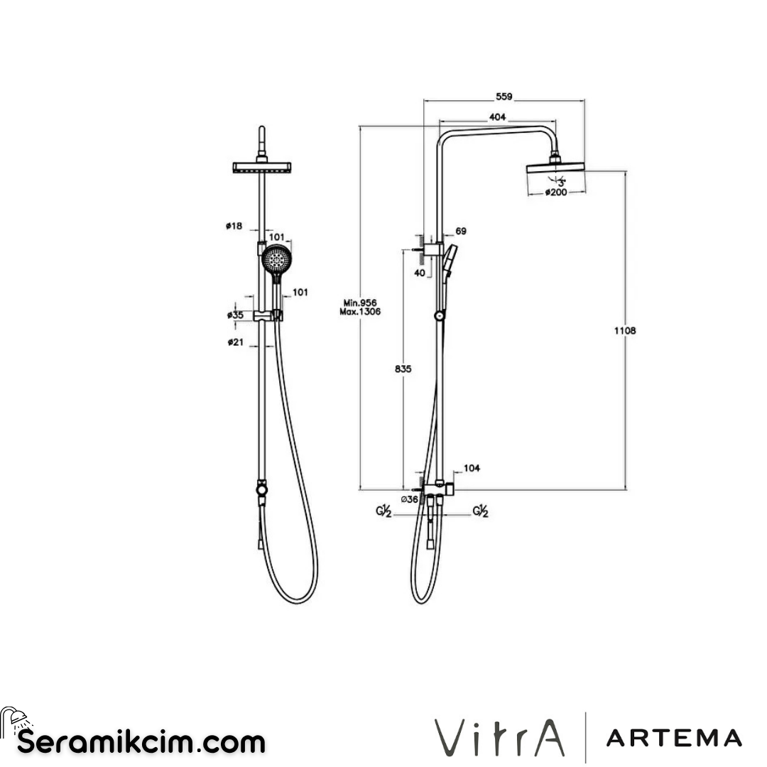 Artema Base Square 200 Duş Kolonu Krom A45911