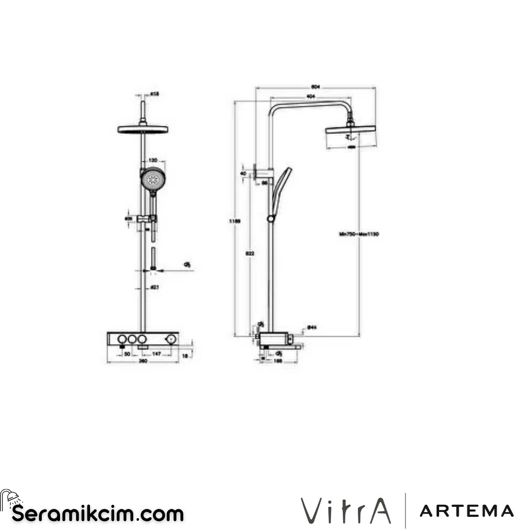 Artema Core Round 250 B Duş Sistemi Mat Siyah A4730936