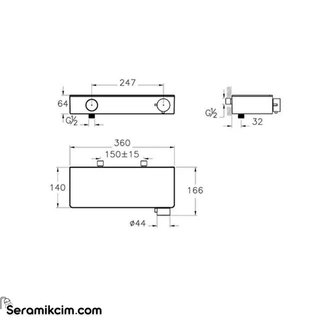 Artema Core Round Termostatik Duş Bataryası Fırçalı Nikel A4730734