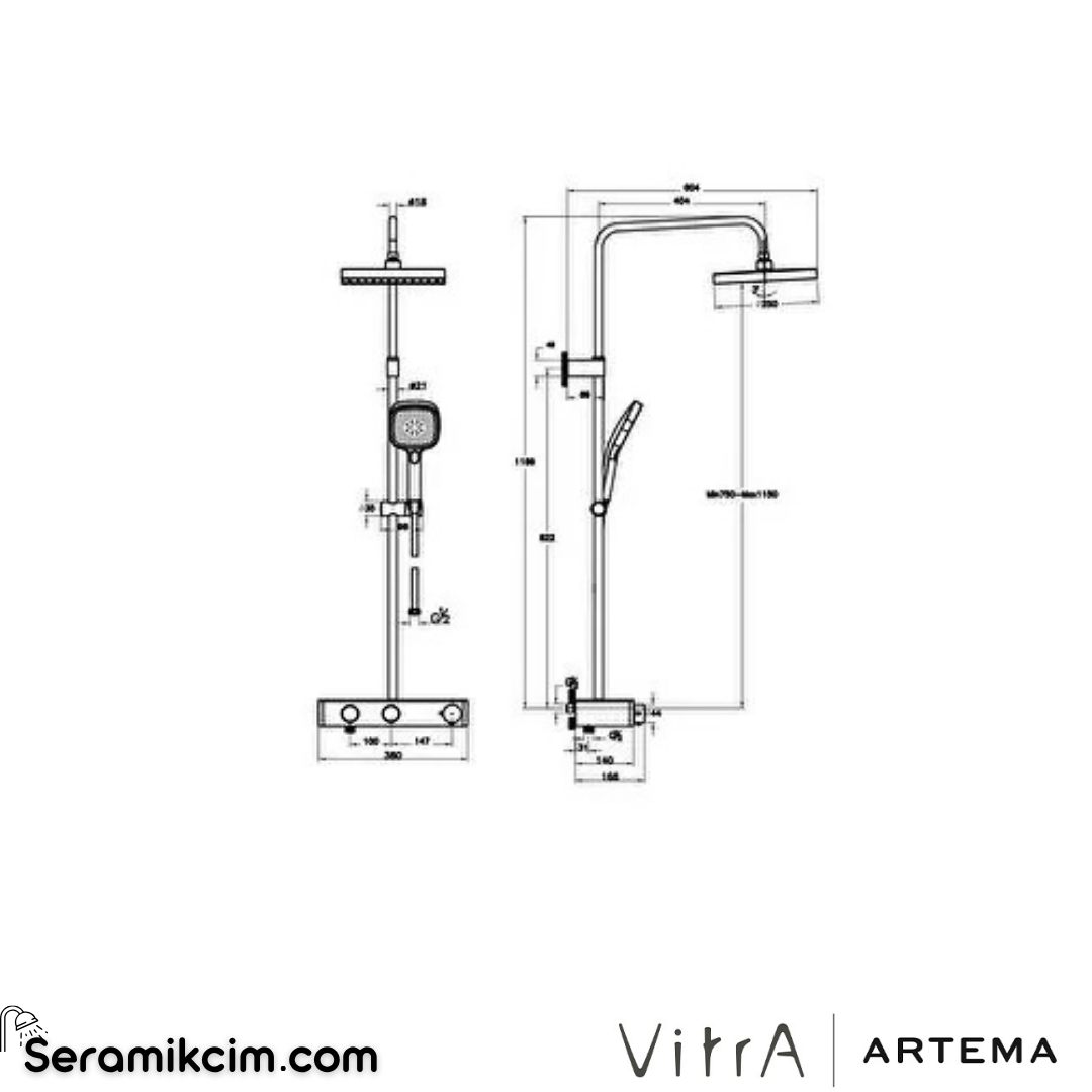Artema Core Square 250 Duş Sistemi Fırçalı Nikel A4731234