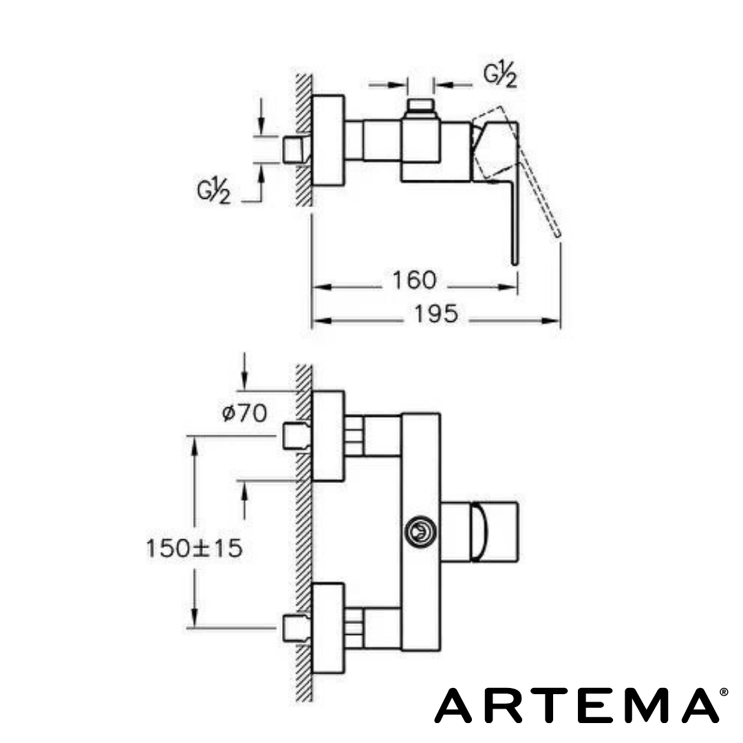 Artema Flo S Duş Bataryası Altın A41938