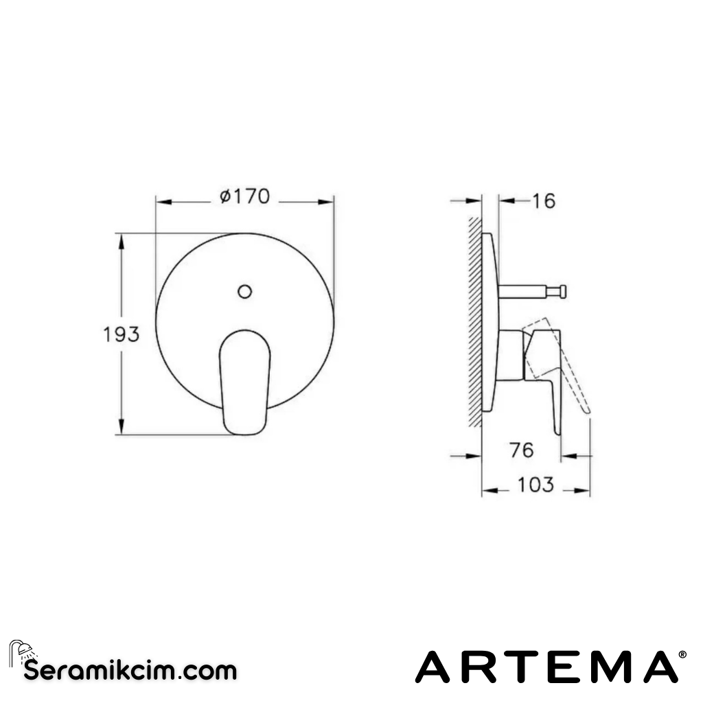Artema Flow Round Ankastre Duş Seti A49306 - A49306