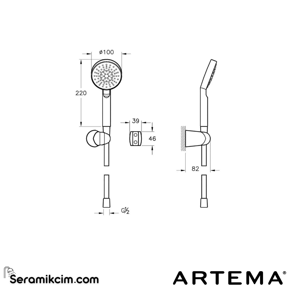 Artema Flow Round Ankastre Duş Seti A49306 - A49306