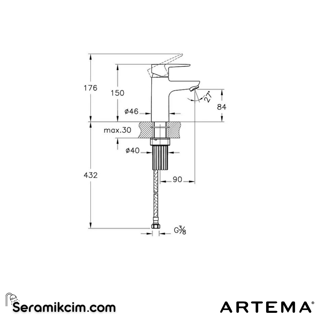 Artema Flow Soft Lavabo Bataryası Krom A42988 - A42988