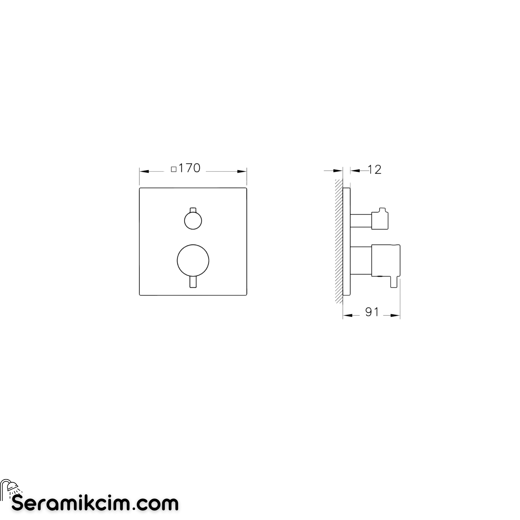 Artema Flow Square Ankastre Termostatik Duş Bataryası (V-Box) (Sıva Üstü Grubu) Fırçalı Bakır A4335824