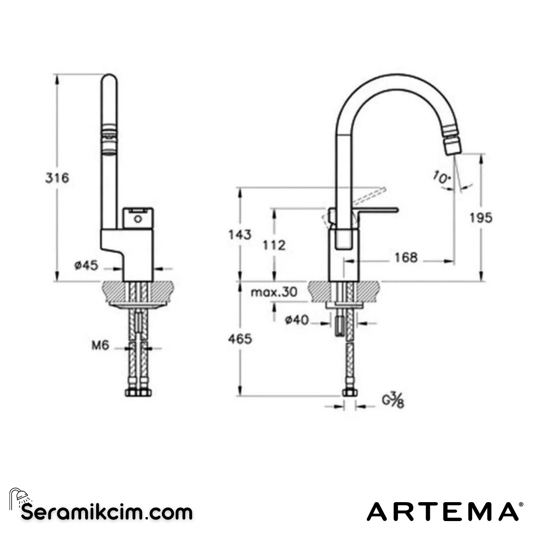 Artema Fold S Eviye Bataryası (Mafsallı) Krom A42155 - A42155