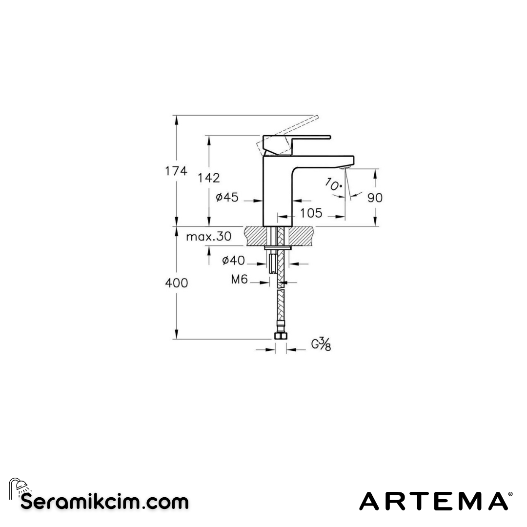 Artema Fold S Lavabo Bataryası Krom A42532 - A42532