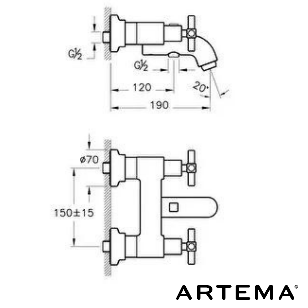 Artema Juno Banyo Bataryası Krom A40868