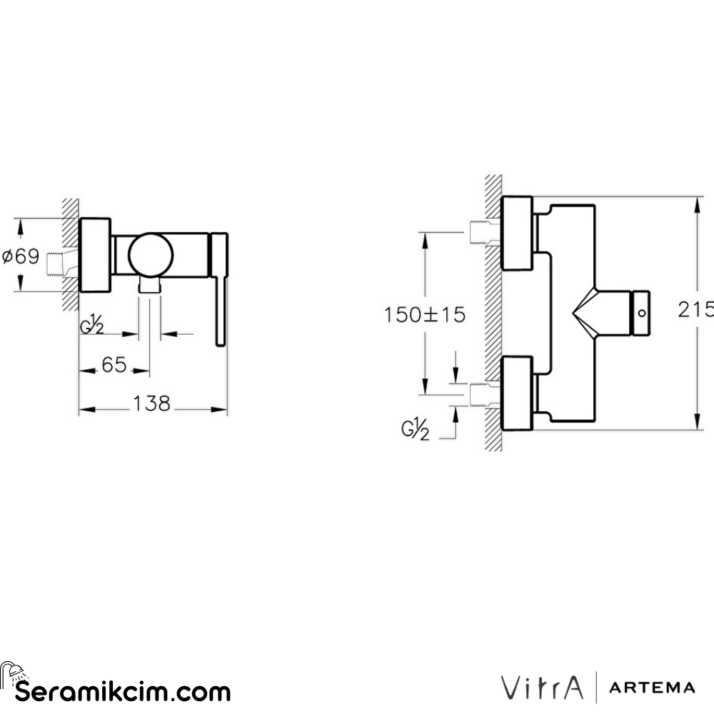 Artema Minimax Round Duş Bataryası Parlak Bakır A4352929