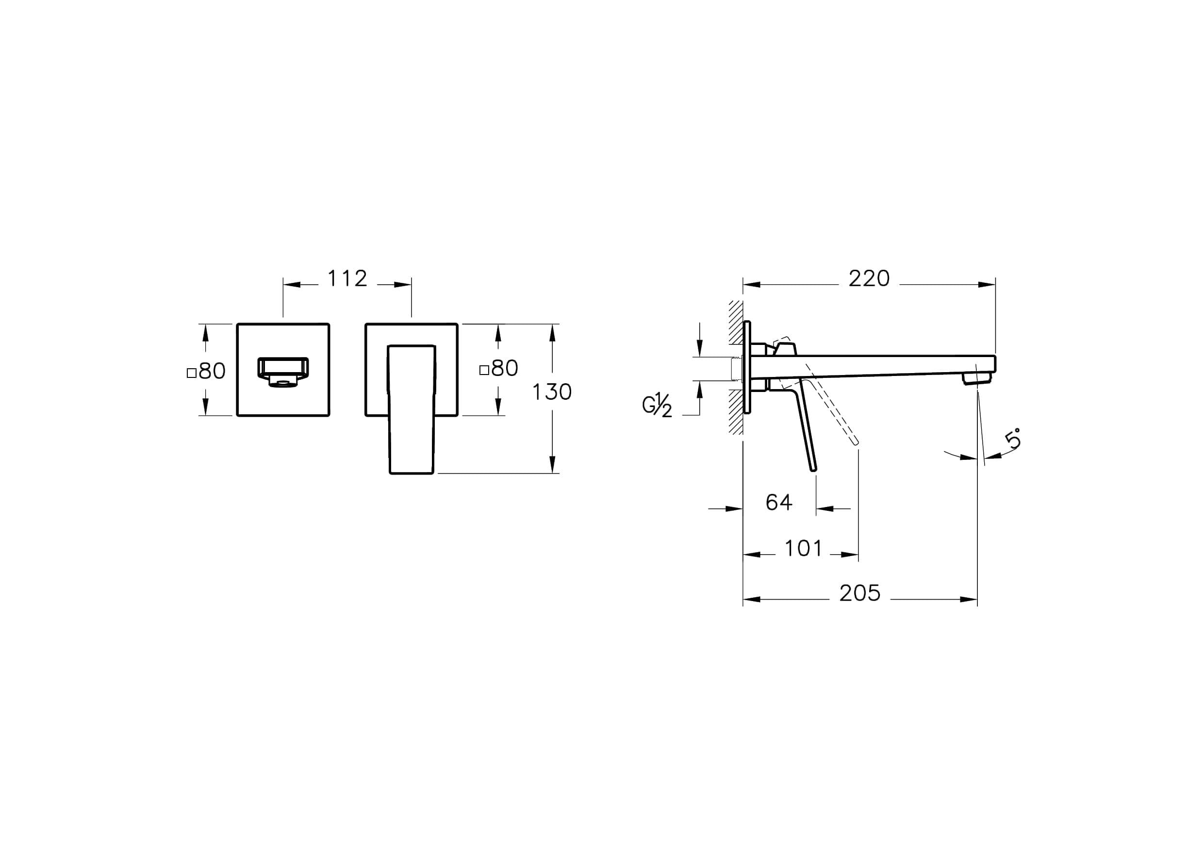 Artema Minimax Square Ankastre Lavabo Bataryası (Uzun) Fırçalı Bakır A4359324