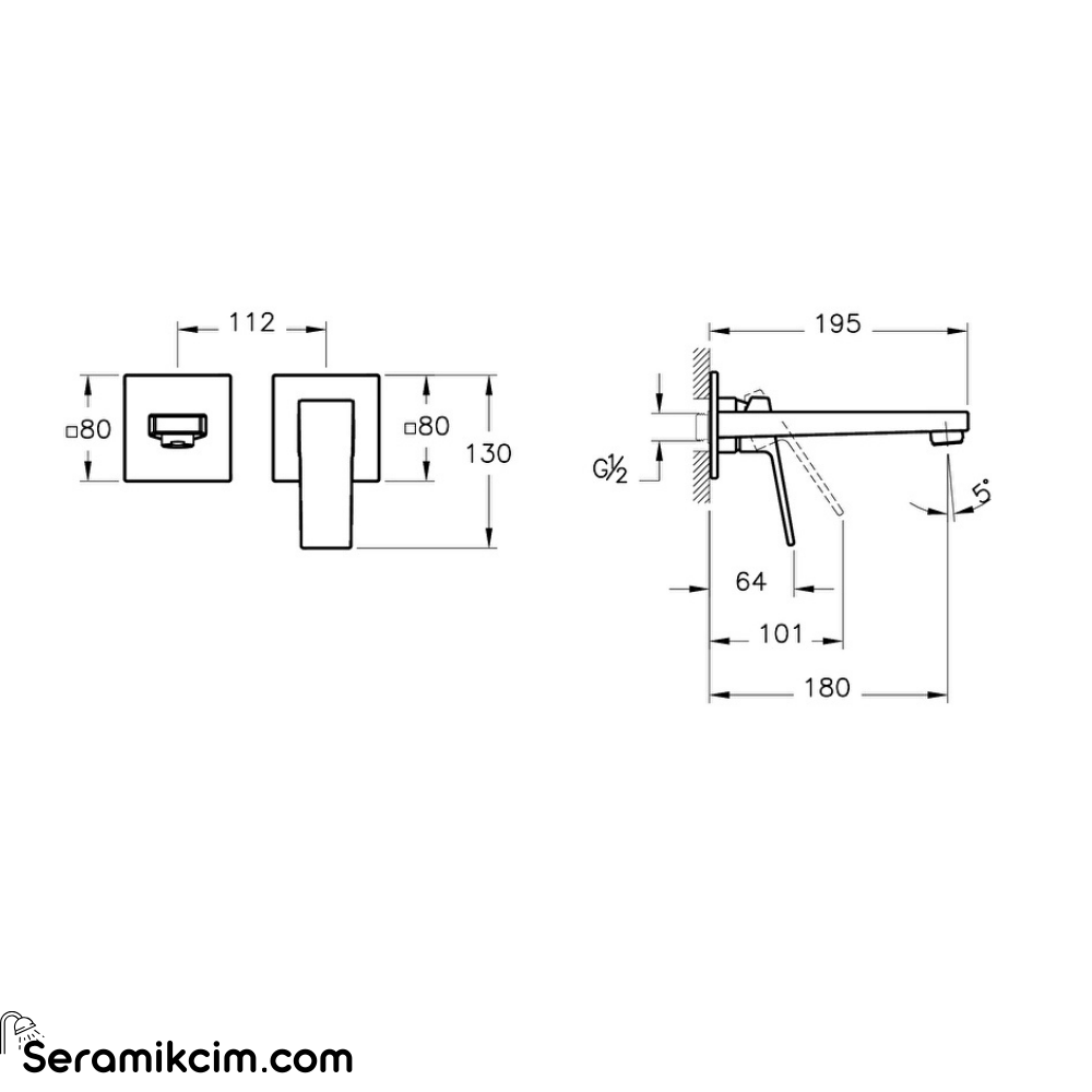 Artema Minimax Square Ankastre Lavabo Bataryası (Kısa) A43592