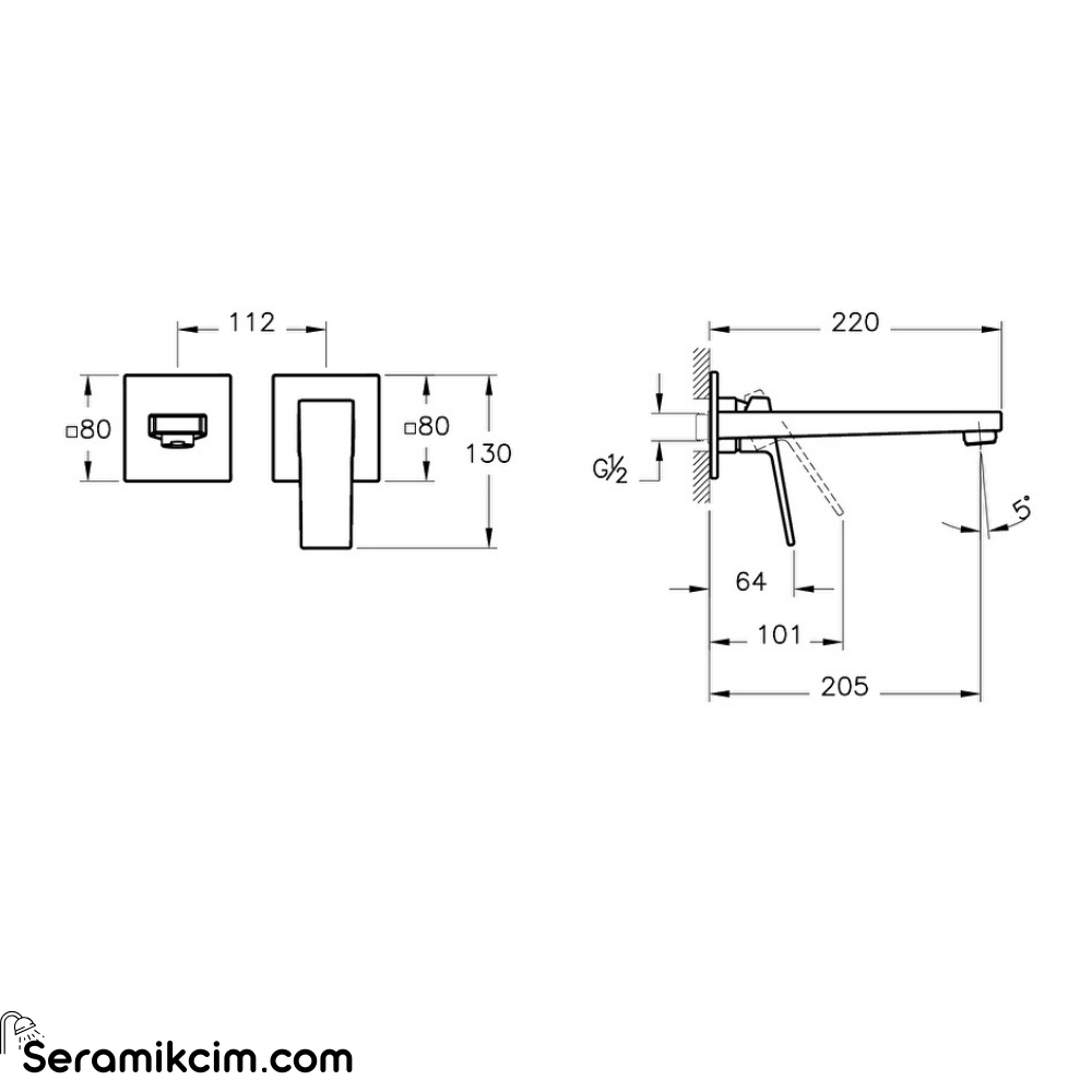 Artema Minimax Square Ankastre Lavabo Bataryası (Uzun) A43593