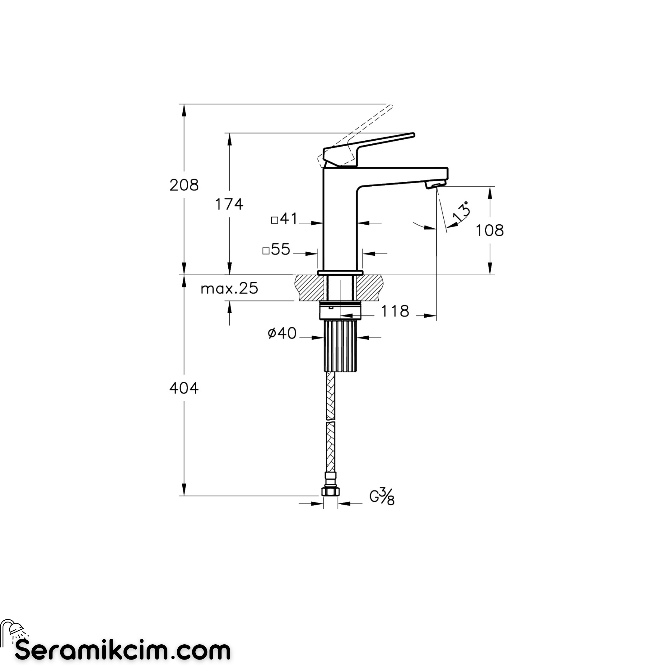 Artema Minimax Square Blueco Lavabo Bataryası Fırçalı Nikel A4372034ENR