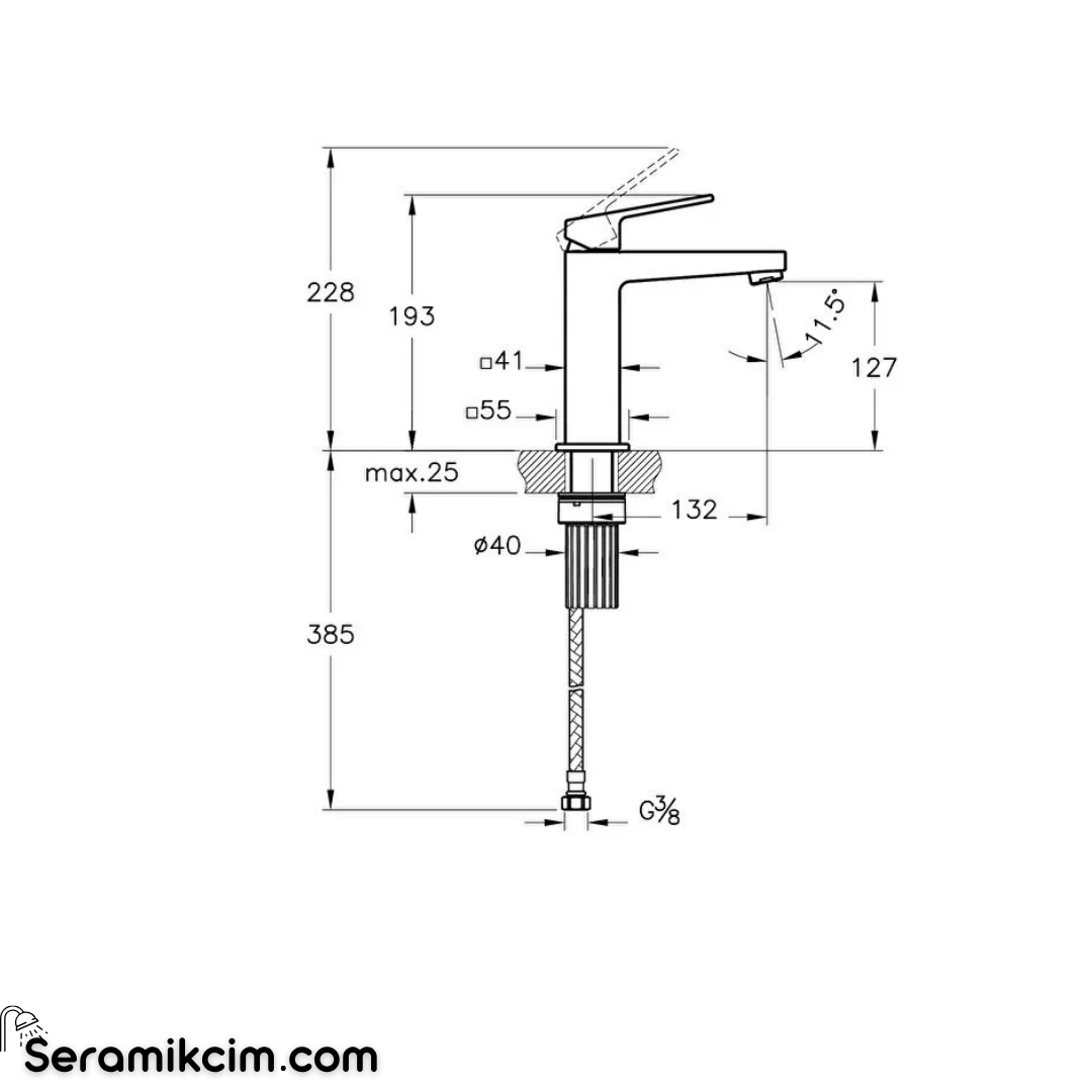 Artema Minimax Square Lavabo Bataryası (Yüksek) Krom A43722