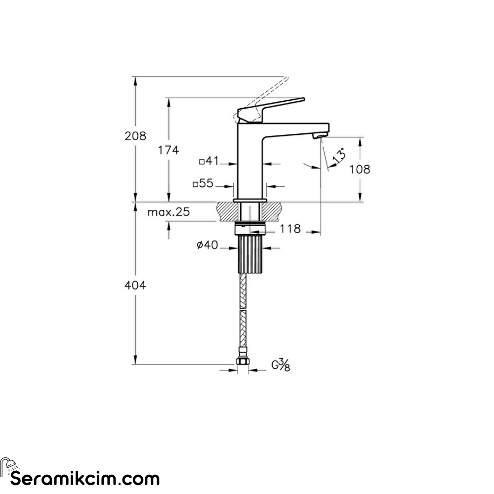Artema Minimax SquareLavabo Bataryası Parlak Bakır A4372029