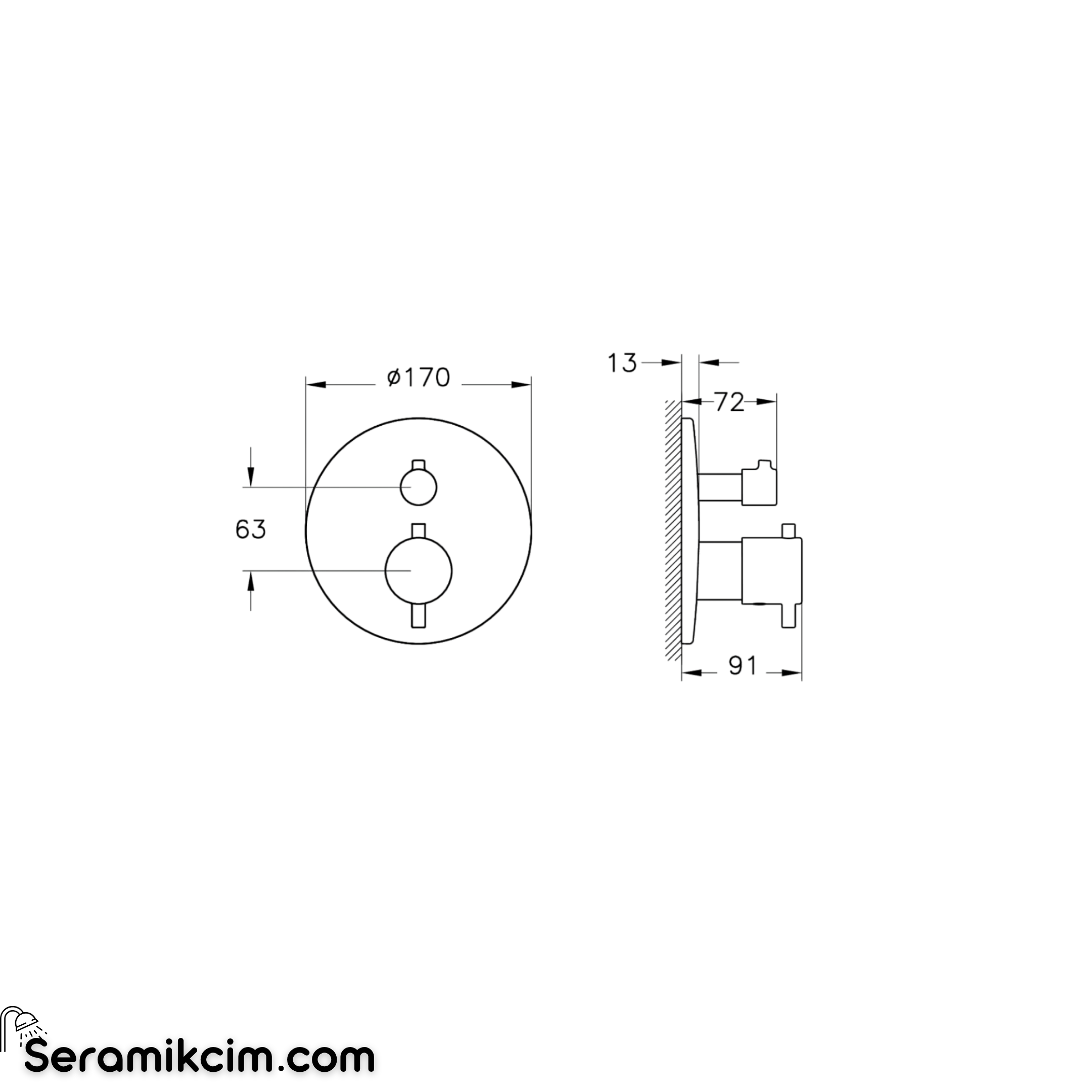 Artema Root Round Ankastre Termostatik Duş Bataryası (V-Box) (Sıva Üstü Grubu) Fırçalı Bakır A4334824