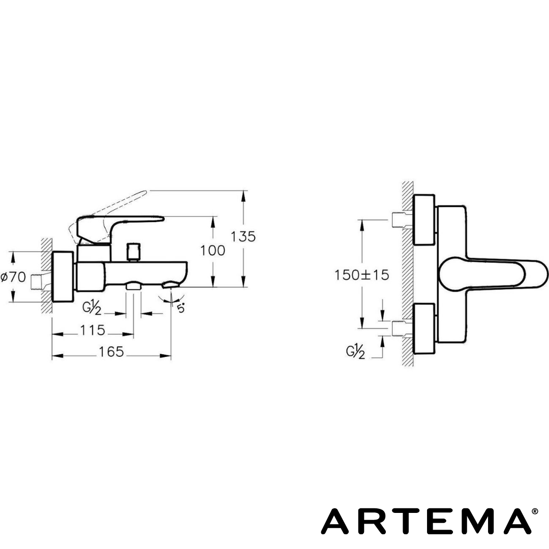 Artema Root Round Banyo Bataryası Bakır A4272526