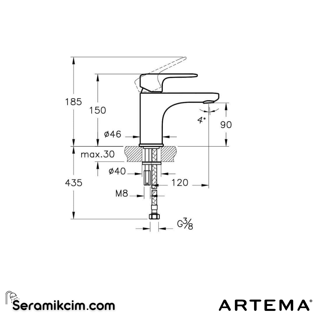 Artema Root Round Lavabo Bataryası, Altın A4270523 - A4270523