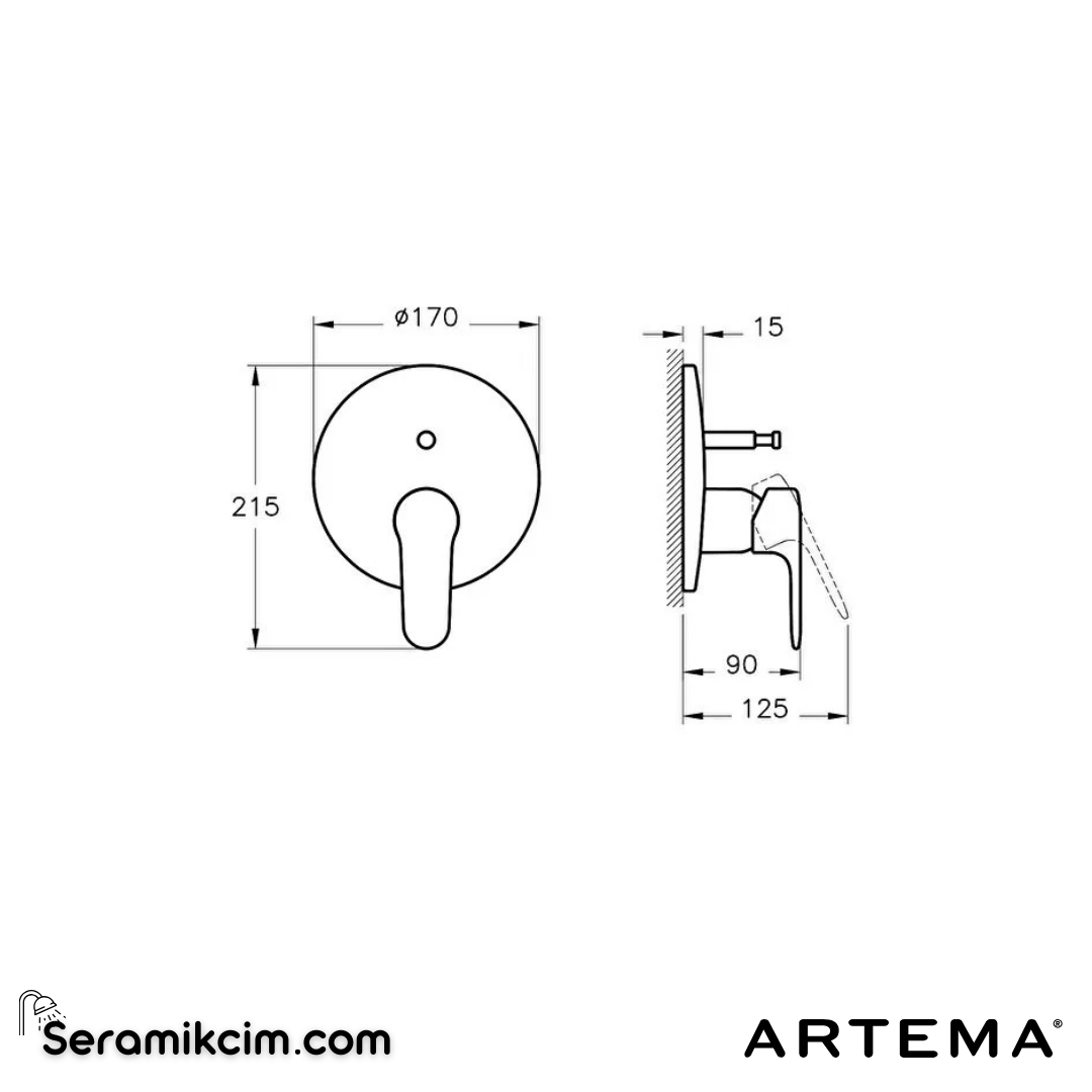 Artema Root Round Root Round Ankastre Banyo Seti (Bliss 2F, Origin 1F) Mat Siyah A4929536 - A4929536