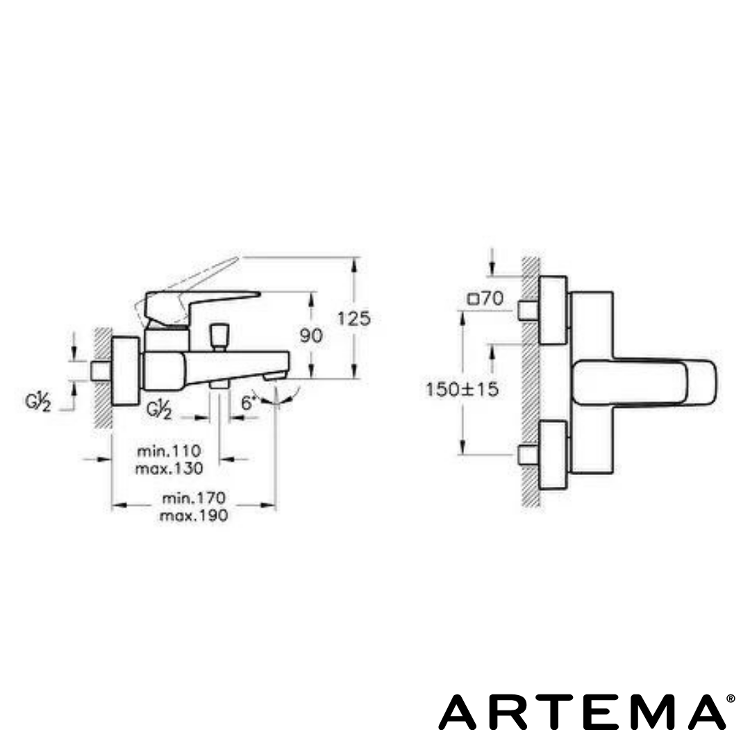 Artema Root Square Banyo Bataryası Bakır A4273726