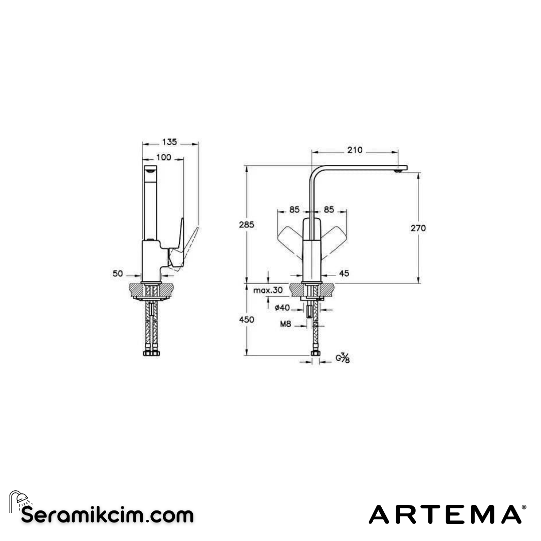 Artema Root Square Eviye Bataryası Mat Siyah A4275336 - A4275336