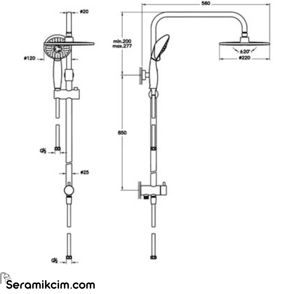 Artema System Rain Ls25 Duş Kolonu Krom a45597