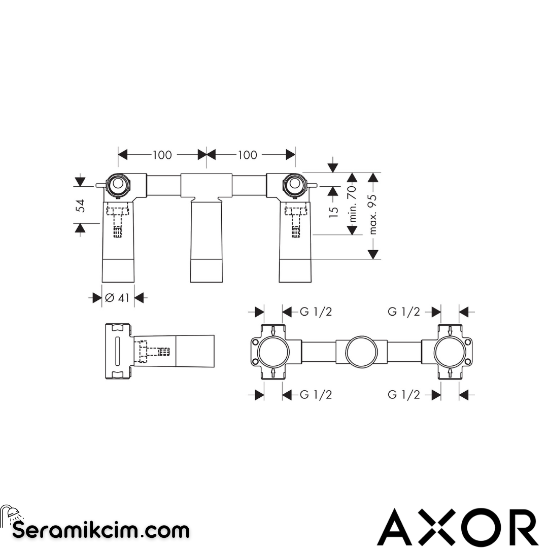 Axor 3 Delikli Ankastre Lavabo Bataryası İç Set 10303180