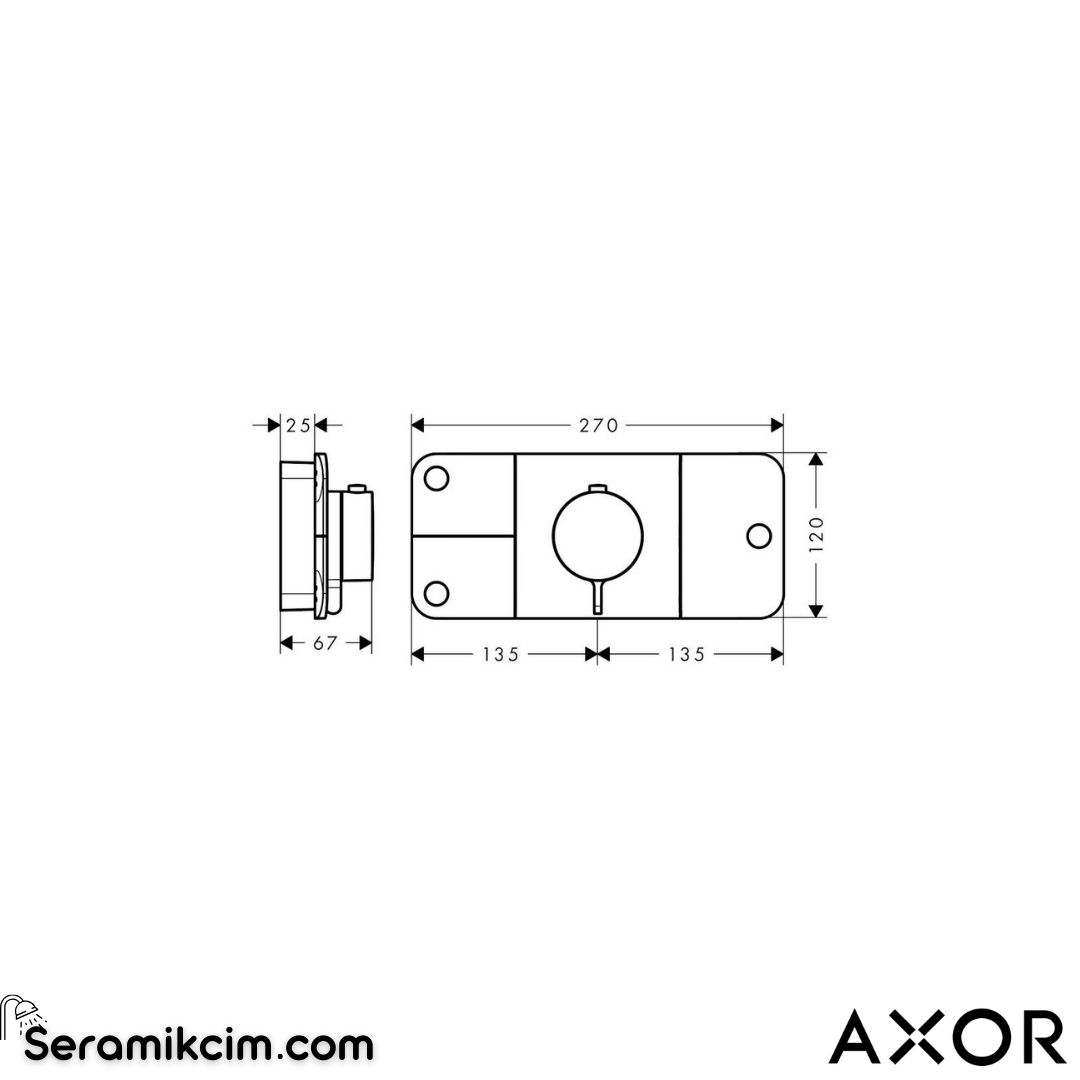 Axor Ankastre Termostatik Modül 3 çıkış için Mat Siyah 45713670