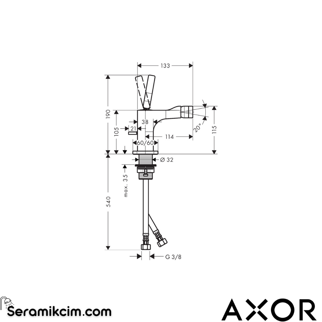 Axor Citterio E Bide Bataryası Krom 36120000