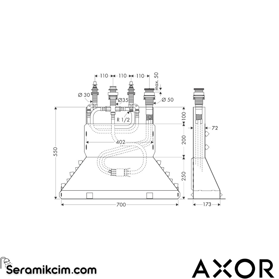 Axor Küvet Bataryası İçin İç Set 4 Delikli 15480180