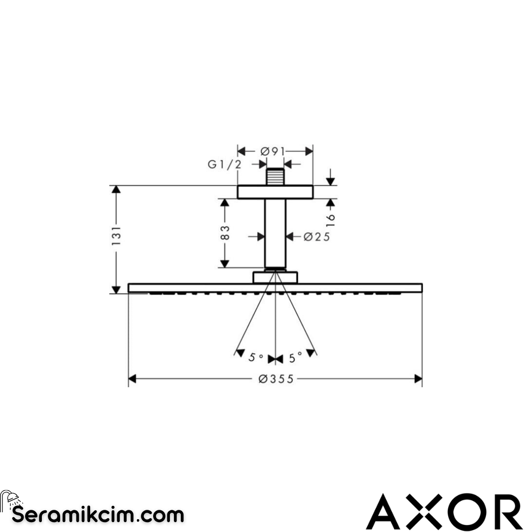 Axor Showersolution Tepe Duşu 350 1 Fonksiyonlu Krom 26035000