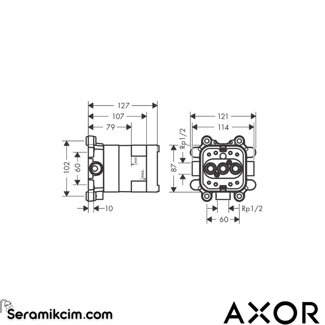 Axor ShowerSolution Tepe Duşu İç Set 2 fonksiyonlu için 35361180