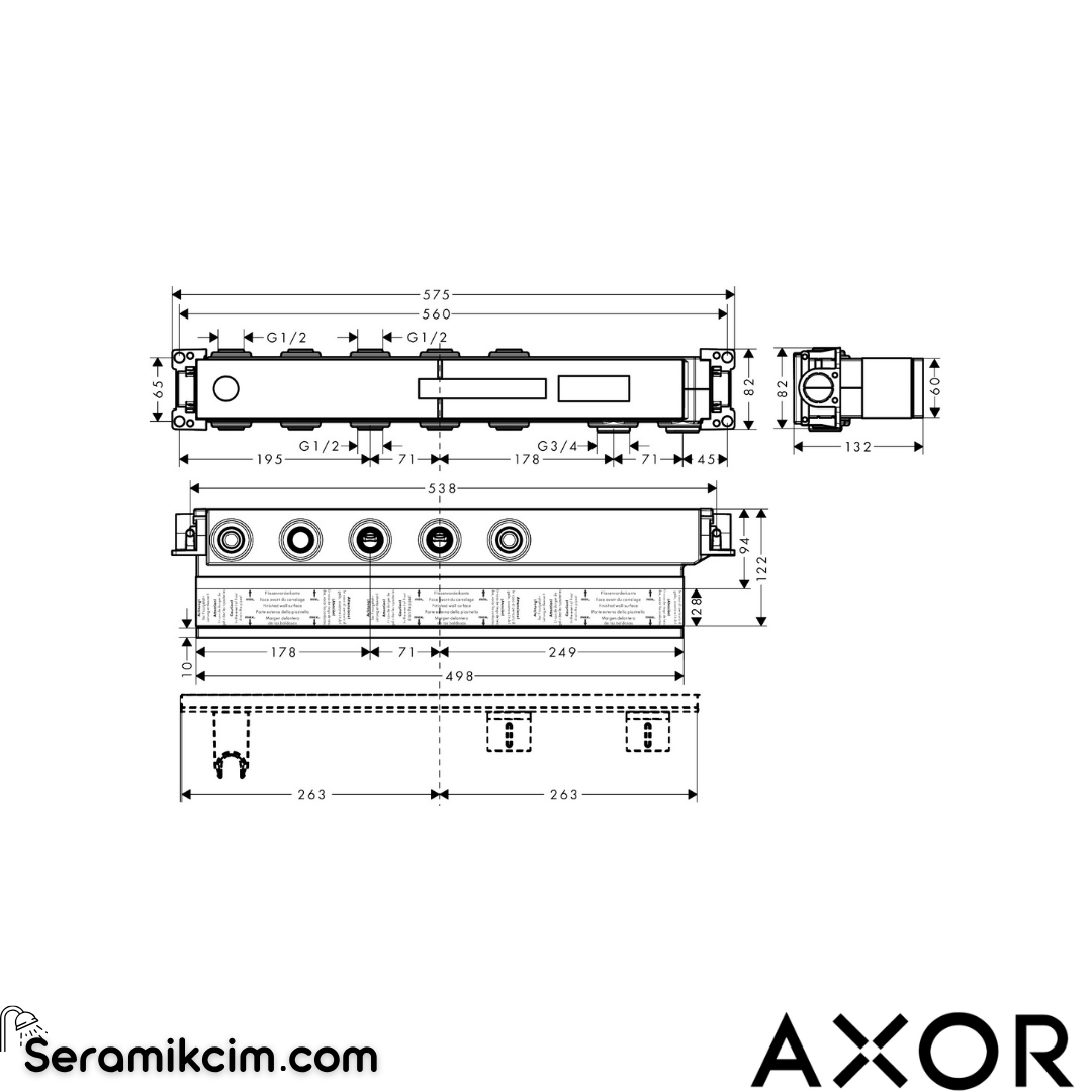 Axor Termostatik 3 Çıkışlı Ankastre İç Set 18311180