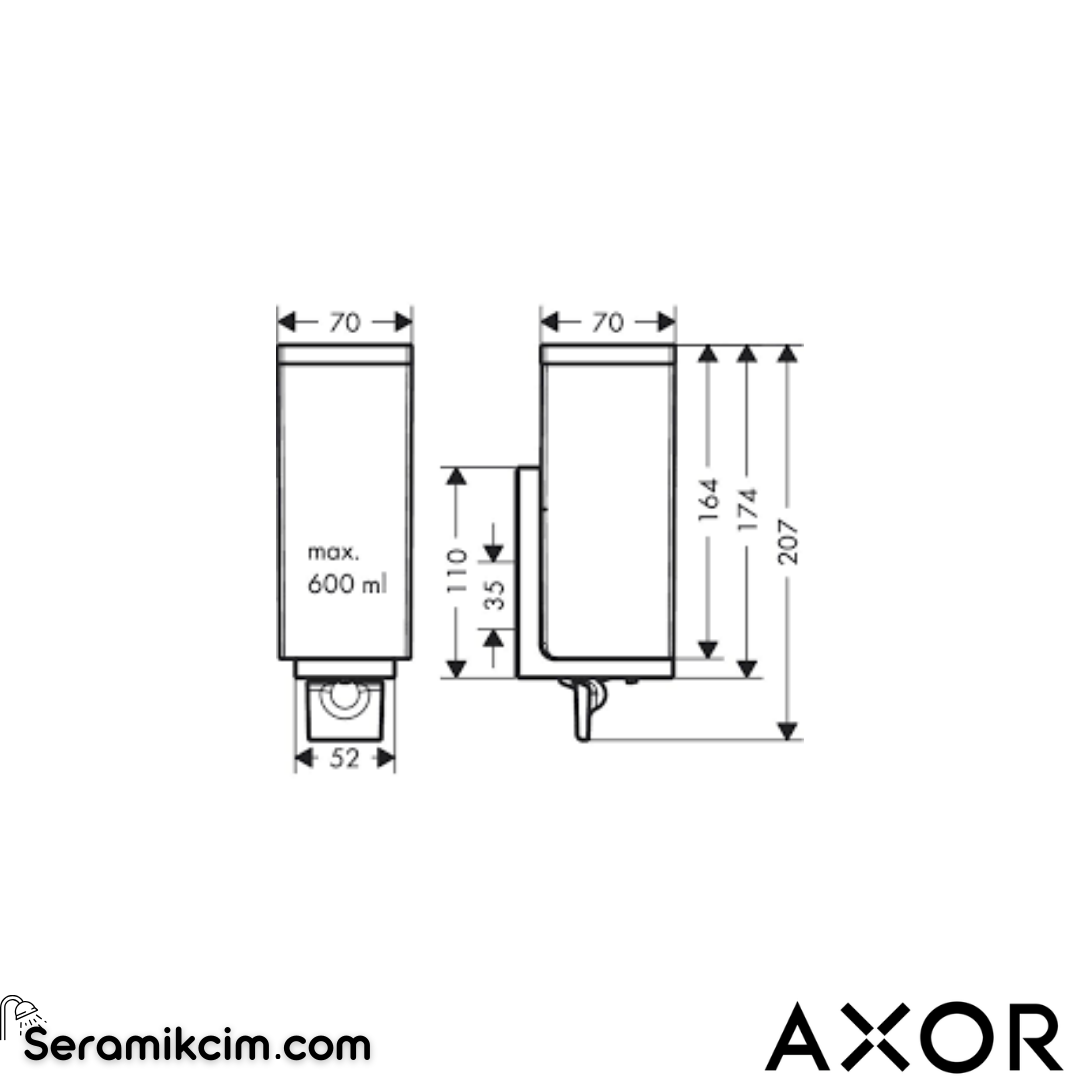 Axor Universal Rectangular Sıvı Sabunluk Krom 42610000