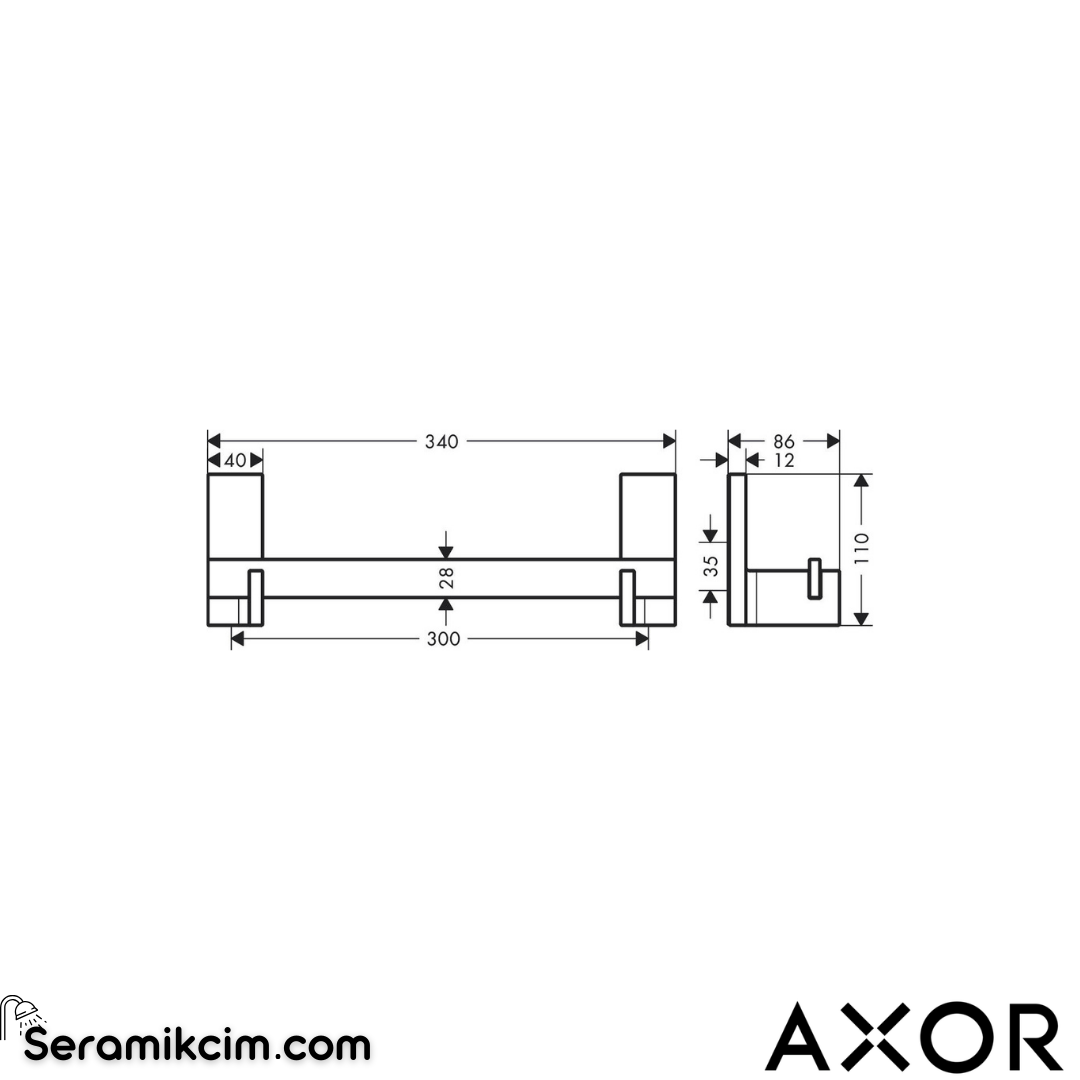 Axor Universal Rectangular Tutamak Krom 42613000